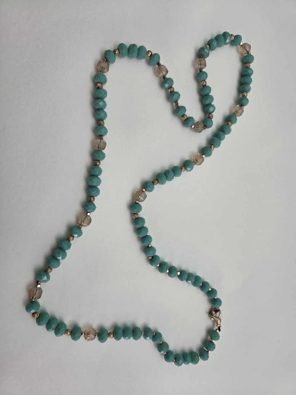 Mint Beaded Necklace with Gold Accents - Women Jewelry